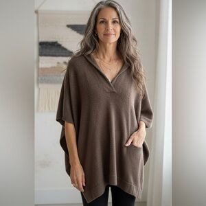 J Jill S/M ultra soft wool pullover poncho cost cabincore minimalist Lagenlook